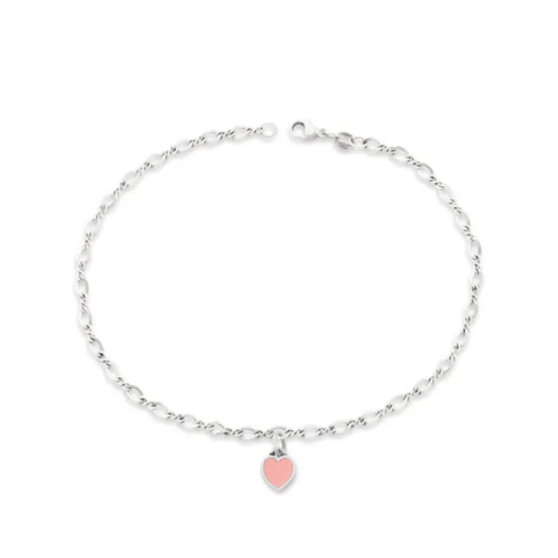 Enamel Connected Hearts Anklet