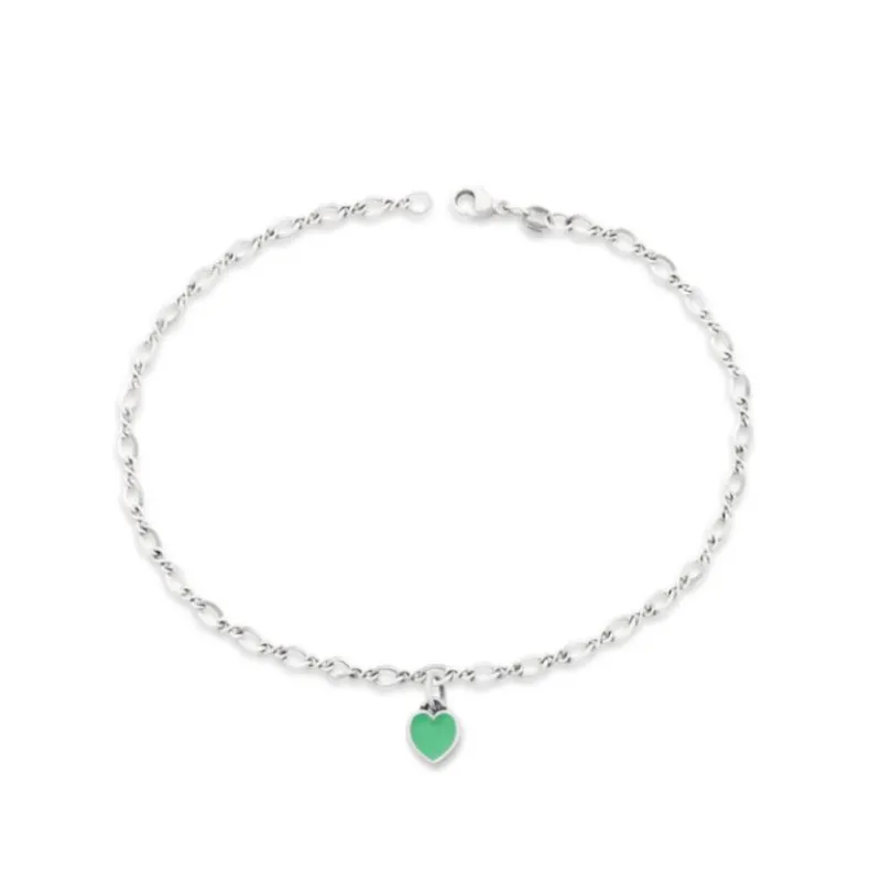 Enamel Connected Hearts Anklet