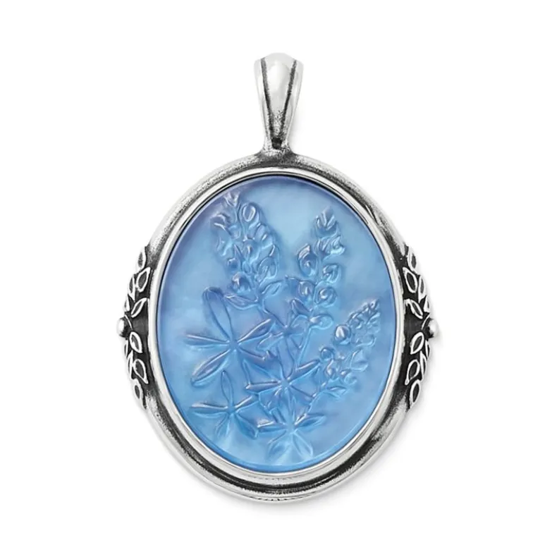 Sculpted Bluebonnet Layered Gemstone Pendant