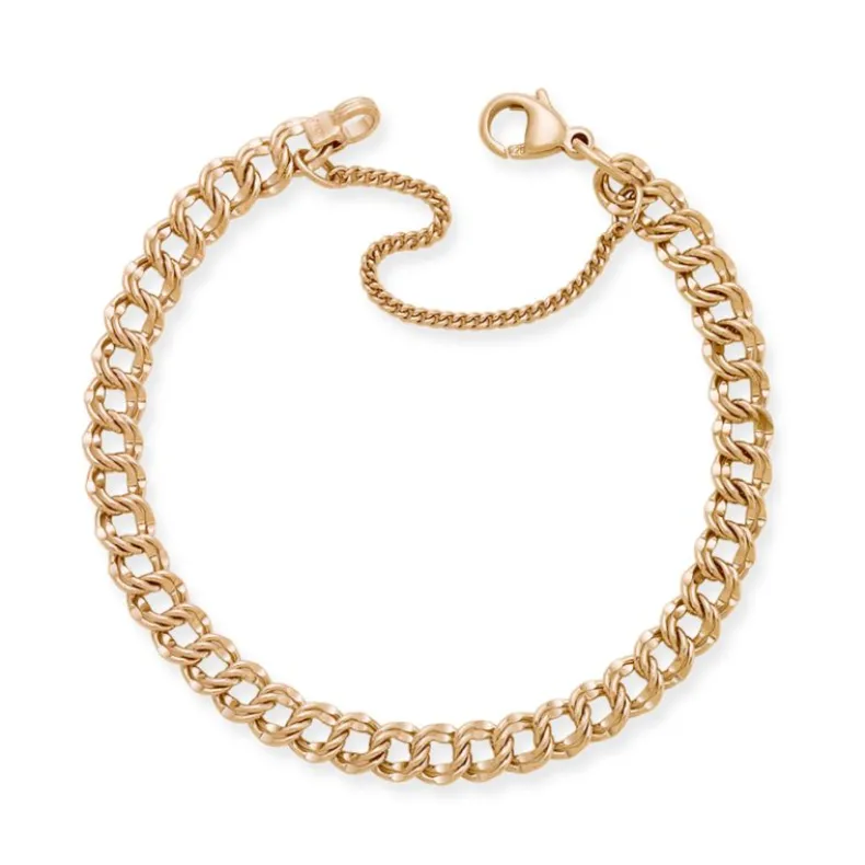 Light Double Curb Charm Bracelet