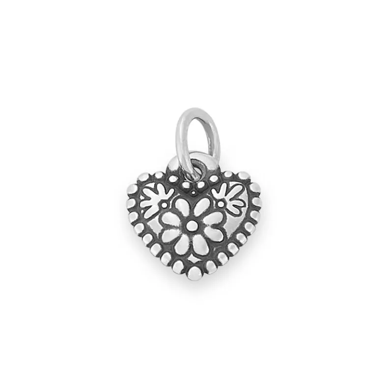Petite Floral Heart Charm
