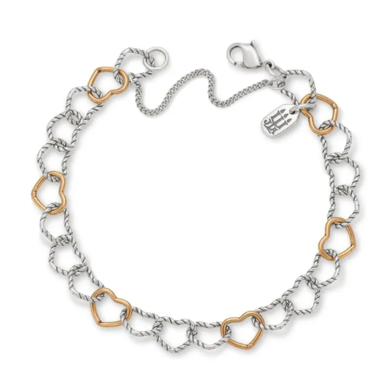 Twisted Wire Connected Hearts Charm Bracelet