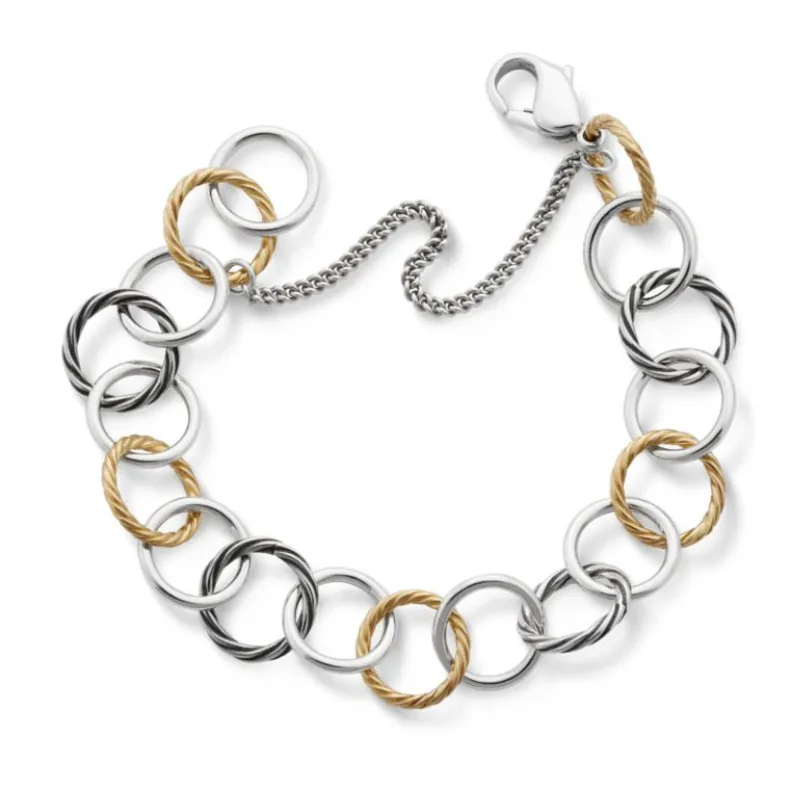 Gold and Silver Loops Charm Bracelet