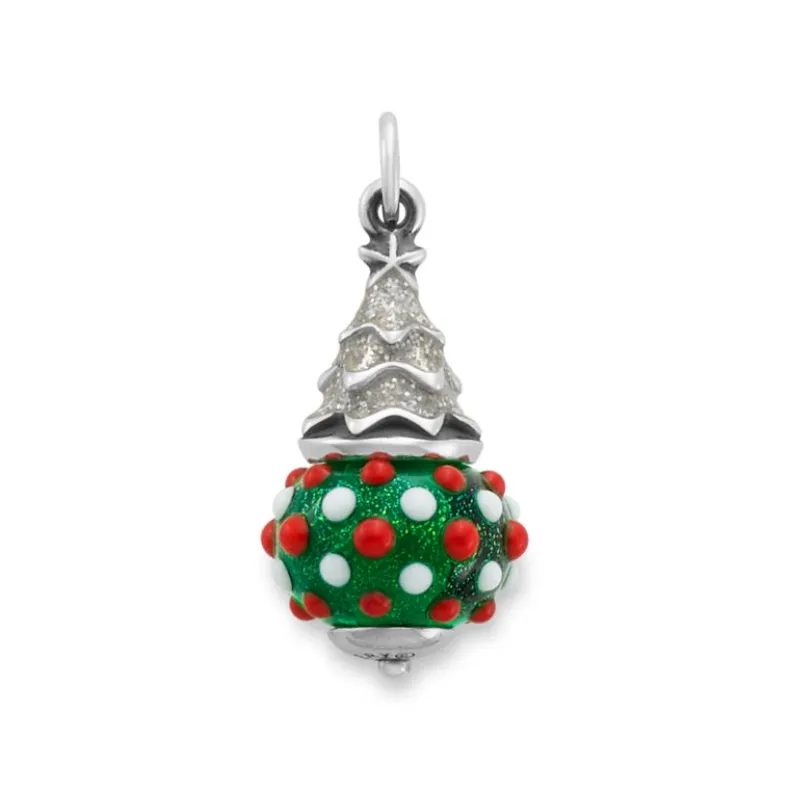 Enamel Glitter Christmas Tree Art Glass Charm