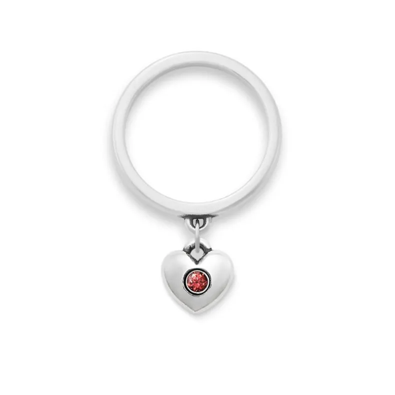 Keepsake Heart Birthstone Charm Dangle Ring